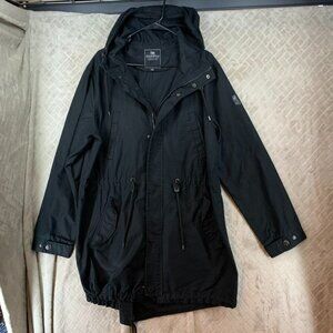 Southpole Womens XL Canvas Jacket Black Cotton Blend Mid Length Hooded